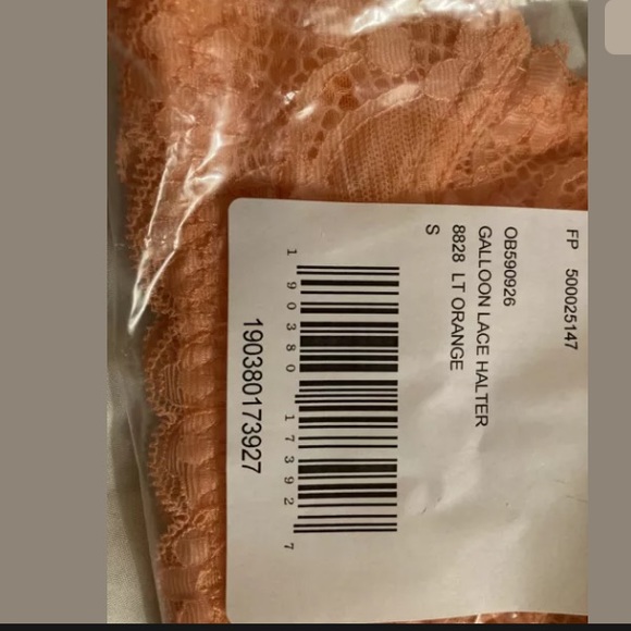 Free People Light Orange Galloon Lace Halter Bra S - Picture 3 of 7